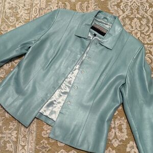 Saguaro light/ ice blue Leather Jacket. Size large